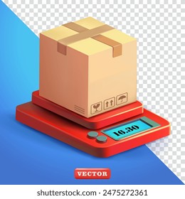 Escalas del paquete del envío, Vector 3d. Conveniente para el negocio y el diseño del elemento