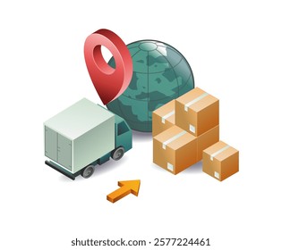 Shipping packages between countries concept illustration
