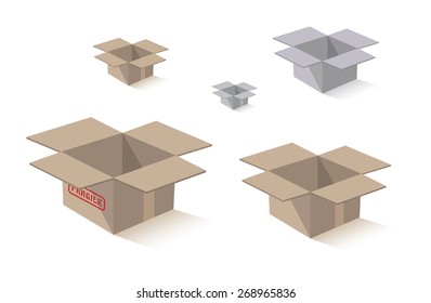 shipping packing boxes on white background