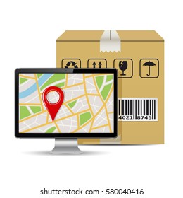 Shipping parcel tracking order design, vector illustration