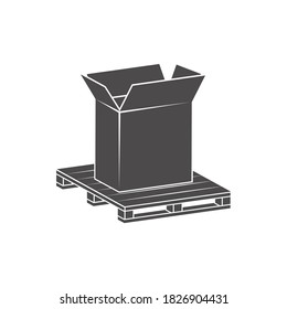 Shipping parcels in cardboard boxes, packed on pallet icon in flat style.Vector illustration.