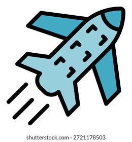 Symbol für Versandfläche Umriss Verschiffenebene, Vektorsymbol für Webdesign, einzeln auf weißem Hintergrund, Farbe flach
