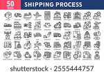 Shipping Process Icon Set Collection. Simple Line Vector