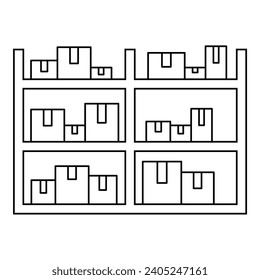 Shipping rack line art. Vector illustration with logistic theme and line art vector style. Editable vector element.