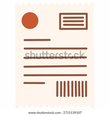 Shipping receipt in flat hand-drawn style for logistics and delivery records. Ideal for invoices, order confirmation, transaction history, and e-commerce documentation.