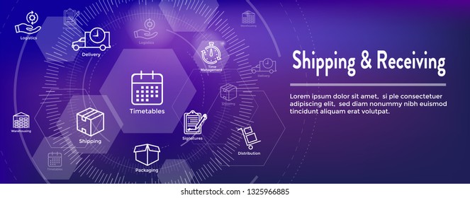 Shipping and Receiving Icon Set w Boxes, Warehouse, checklist, etc