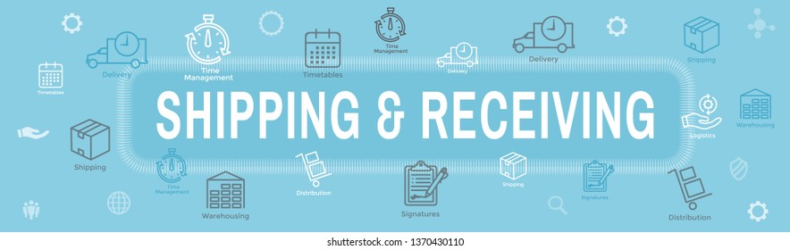 Shipping and Receiving Icon Set w Boxes, Warehouse, checklist, etc