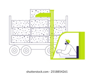 Shipping recycled materials abstract concept vector illustration. Recycling plant worker collecting garbage using truck, ecology environment, waste management process abstract metaphor.