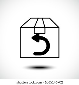 Shipping return line icon with a box and arrow sign. Vector illustration