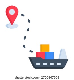 Shipping Route Icon Flat Style Vector Illustration