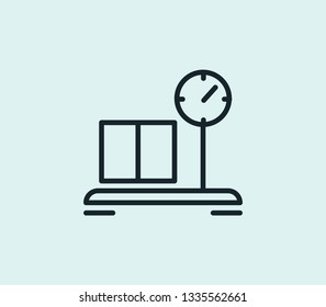 Shipping scales icon line isolated on clean background. Shipping scales icon concept drawing icon line in modern style. Vector illustration for your web mobile logo app UI design.