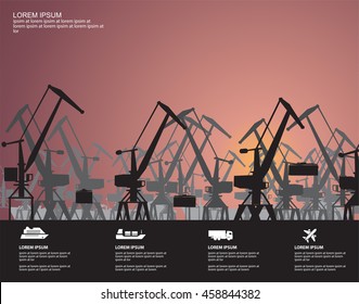 Shipping sea port with cranes