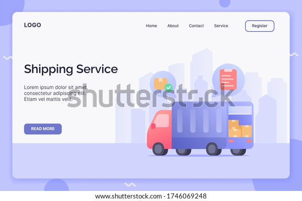 Shipping Service campaign concept for\
website template landing or home page website.modern flat cartoon\
style vector\
illustration