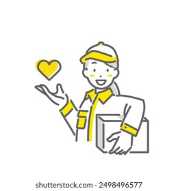 shipping service female worker, simple and friendly illustration