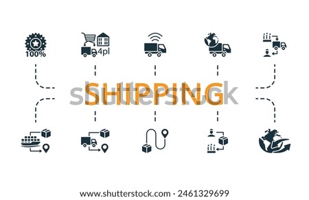 Shipping set. Creative icons. Editable elements.