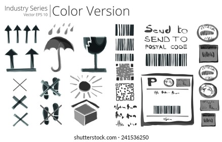 Shipping Signs and Labels. Vector illustration set of shipping sings , Color Series. 