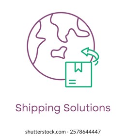 Shipping Solutions Icon – Globe with an Arrow Around a Package, Representing Global Logistics