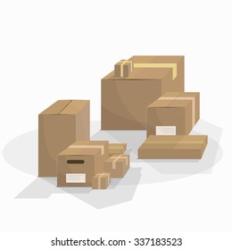 Shipping. Stack boxes shipping packages. Packaged products. Image in vector format.