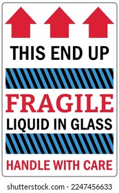 Shipping and storage labels this end up
