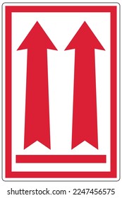 Shipping and storage labels this way up