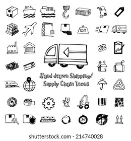 Shipping and Supply Chain Hand Drawn icons