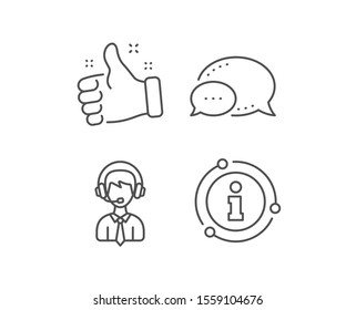 Shipping support line icon. Chat bubble, info sign elements. Delivery manager sign. Logistics help symbol. Linear shipping support outline icon. Information bubble. Vector