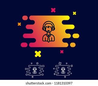 Shipping support line icon. Delivery manager sign. Logistics help symbol. Gradient banner with line icon. Abstract shape. Vector