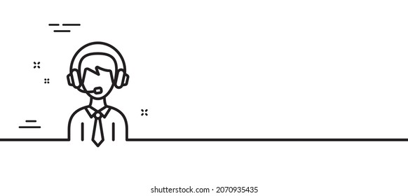 Shipping support line icon. Delivery manager sign. Logistics help symbol. Minimal line illustration background. Shipping support line icon pattern banner. White web template concept. Vector
