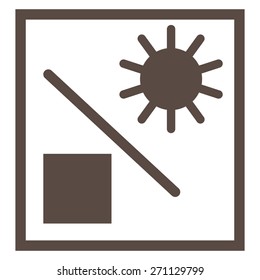 Shipping symbol keep from heat. No sun symbol. Symbol on package protect from sun