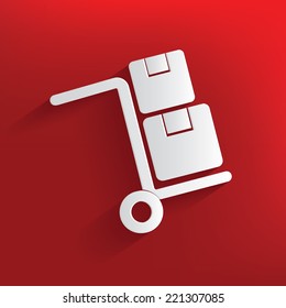 Shipping symbol on red background,clean vector