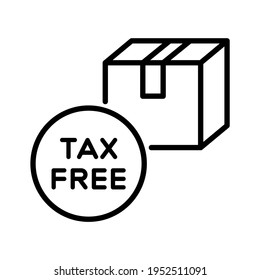 Shipping with tax free label. Simple design. Line vector. Isolated on white background.