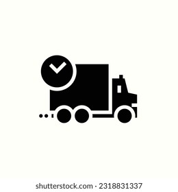 shipping time, truck icon, isolated glyph icon in light background, perfect for website, blog, logo, graphic design, social media, UI, mobile app