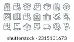 Shipping, tracking and delivery editable stroke outline icons set  isolated on white background flat vector illustration. Pixel perfect. 64 x 64.