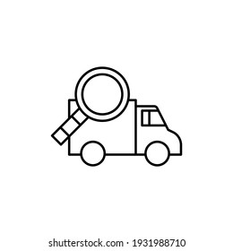 Shipping tracking icon  in flat black line style, isolated on white background 