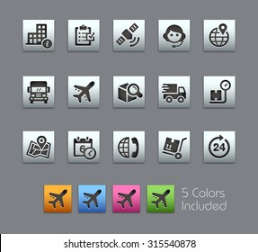 Iconos de envío y seguimiento El archivo vectorial incluye 5 versiones de color para cada icono en diferentes capas: