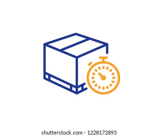 Shipping tracking line icon. Delivery timer sign. Express logistics symbol. Colorful outline concept. Blue and orange thin line color icon. Delivery timer Vector