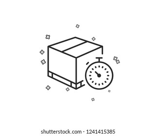 Shipping tracking line icon. Delivery timer sign. Express logistics symbol. Geometric shapes. Random cross elements. Linear Delivery timer icon design. Vector