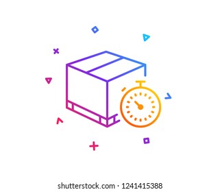 Shipping tracking line icon. Delivery timer sign. Express logistics symbol. Gradient line button. Delivery timer icon design. Colorful geometric shapes. Vector