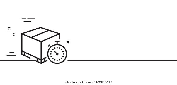 Shipping tracking line icon. Delivery timer sign. Express logistics symbol. Minimal line illustration background. Delivery timer line icon pattern banner. White web template concept. Vector