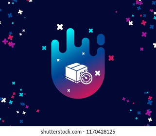 Shipping tracking simple icon. Delivery timer sign. Express logistics symbol. Cool banner with icon. Abstract shape with gradient. Vector
