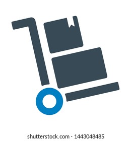Shipping trolley flat vector icon