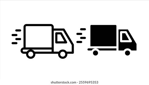 Shipping truck Icon collection in filled and stroke style.