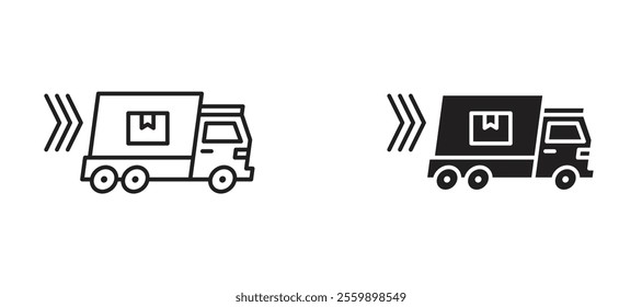 Shipping truck Icon set in black color for ui designs