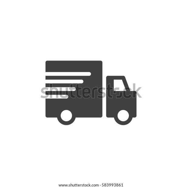 Shipping truck icon vector, filled flat\
sign, solid pictogram isolated on white. Fast, express delivery\
symbol, logo\
illustration