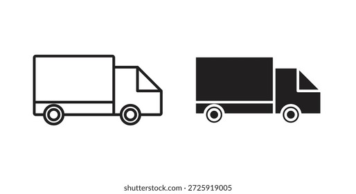 Iconos de camión de envío. Icono lineal de Vector aislado sobre fondo blanco.