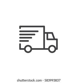 Shipping truck line icon, outline vector sign, linear style pictogram isolated on white. Fast, express delivery symbol, logo illustration
