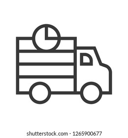 Shipping truck vector, Online shopping line design icon editable outline