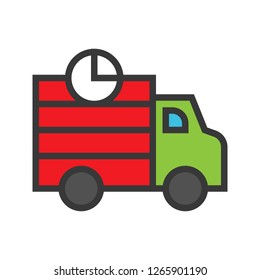 Shipping truck vector, Online shopping filled design icon editable outline