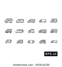 Shipping Truk line icon vector set. Truck car icon vector illustration
