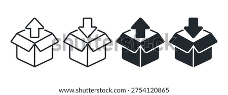 Shipping Upload and Download Package Icon. Delivery Logistics Data Transfer. Vector Illustration